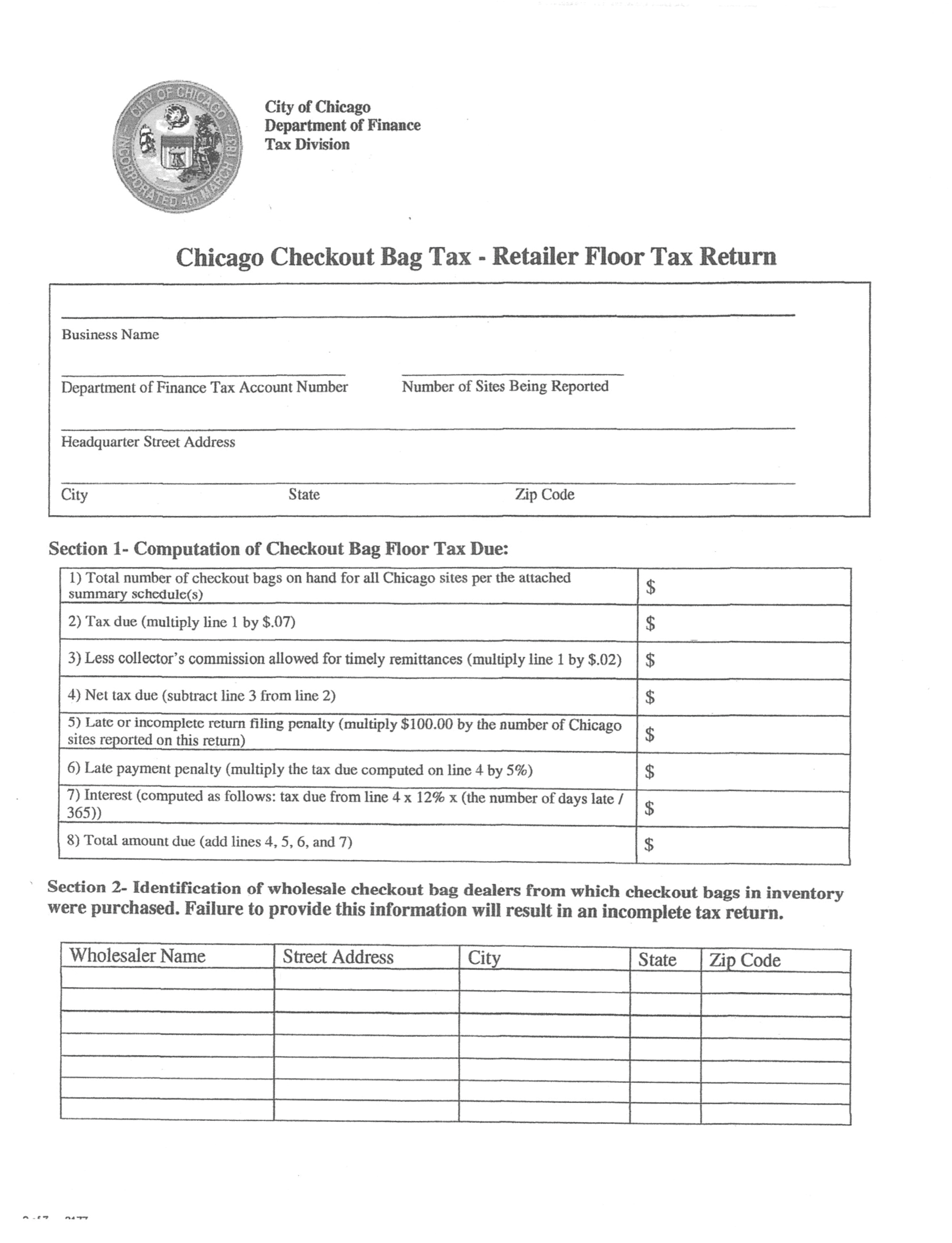 chicago checkout bag tax